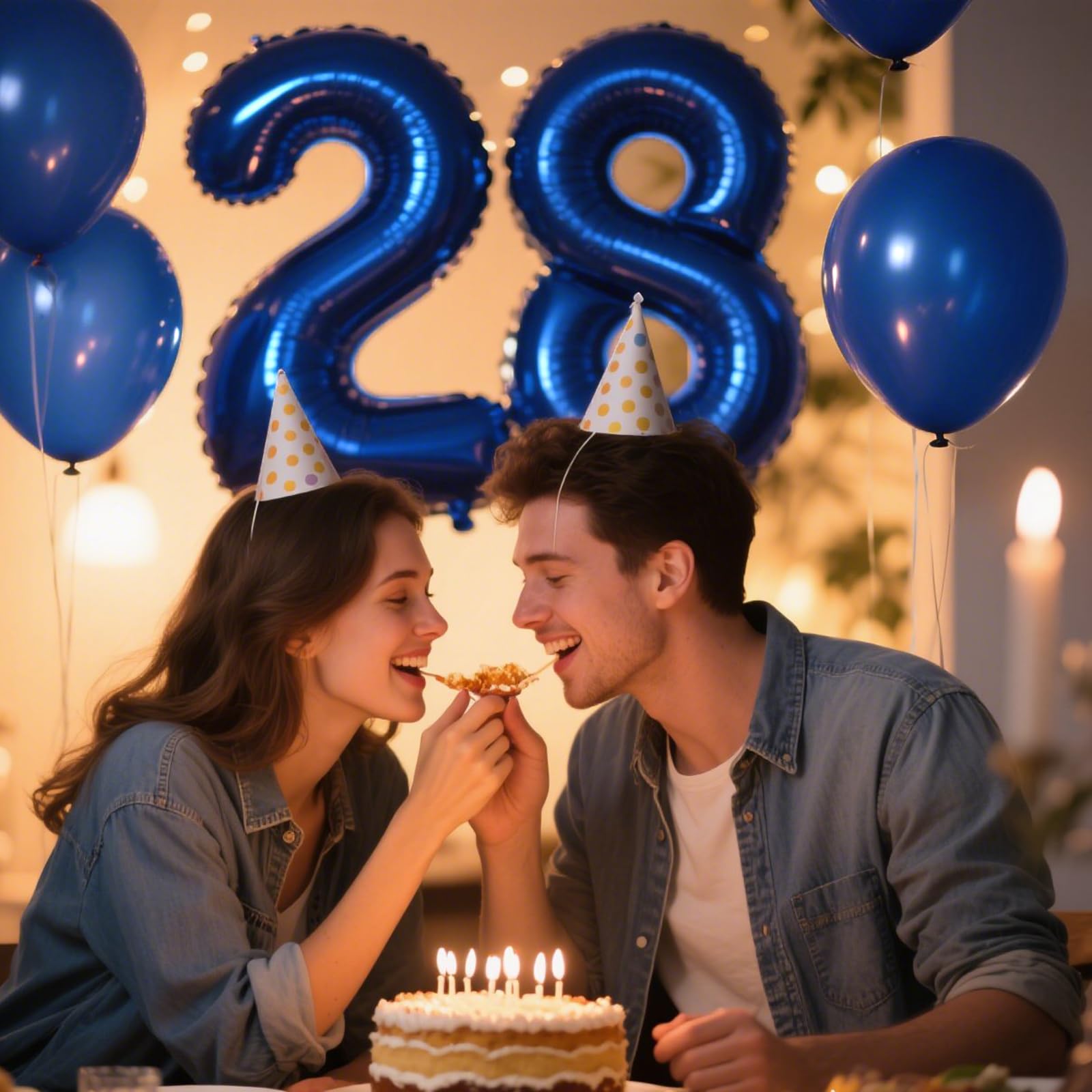 Kelfuoya 40-Inch Navy Blue Number 28 Digital Balloon – Jumbo Mylar Balloons for Birthday & Anniversary