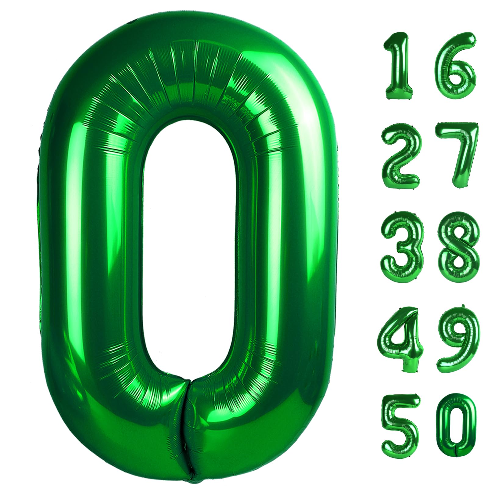 Kelfuoya 40 Inch Green Number 0 Foil Balloon – Large 0 Balloons for Birthdays, Baby Showers & Celebrations