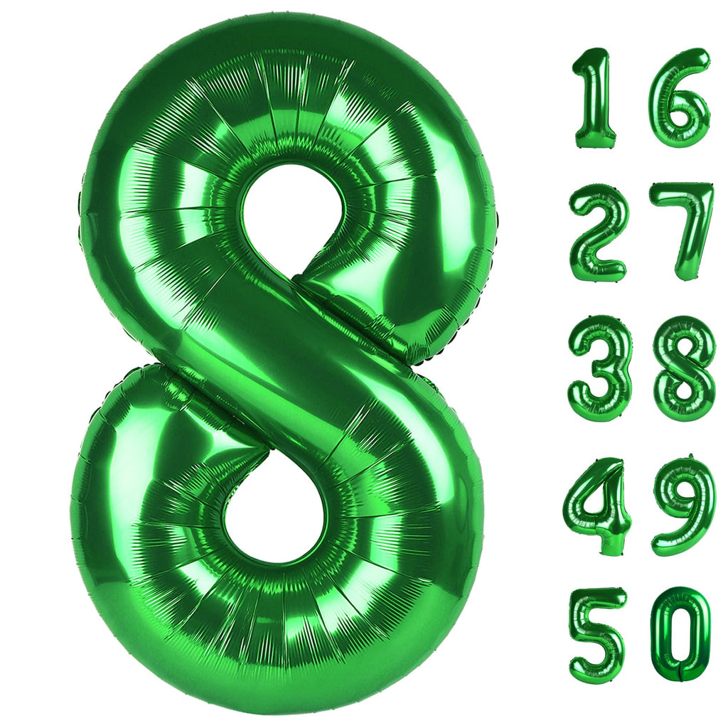 Kelfuoya 40in Green Number 8 Balloon – Large Foil Balloons for Birthdays