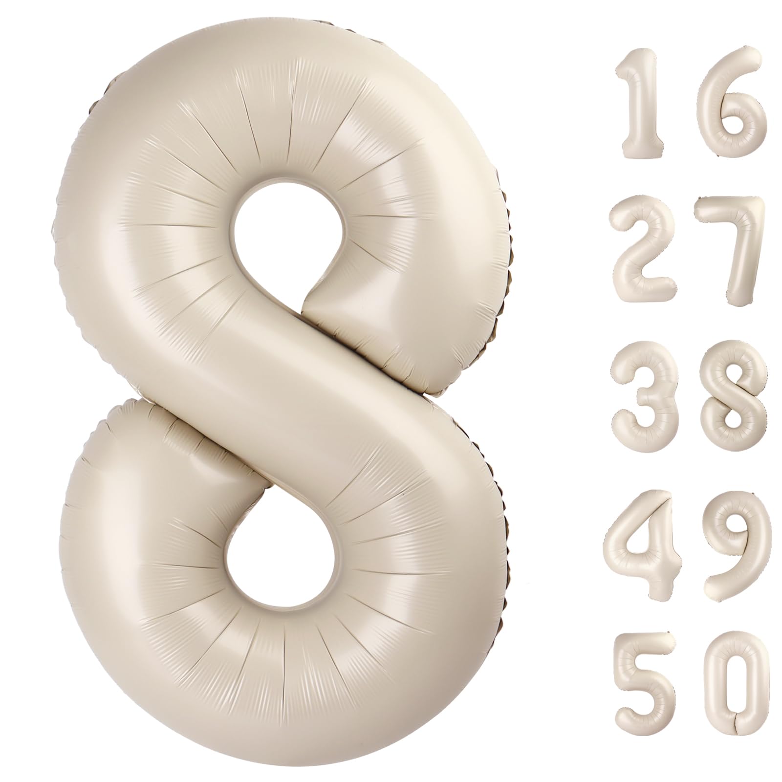 Kelfuoya 40 Inch Milk White Foil Number 8 Balloons – Giant Birthday & Anniversary Decor