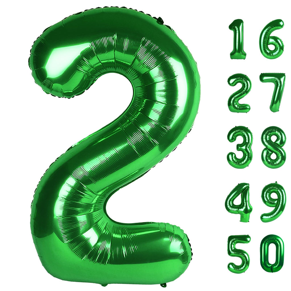Kelfuoya 40 Inch Green Number 2 Balloon – Giant Foil Mylar Balloons for Birthdays & Anniversaries