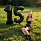Kelfuoya 40 Inch Black Number 5 Foil Balloon - Giant Milestone Party Balloons