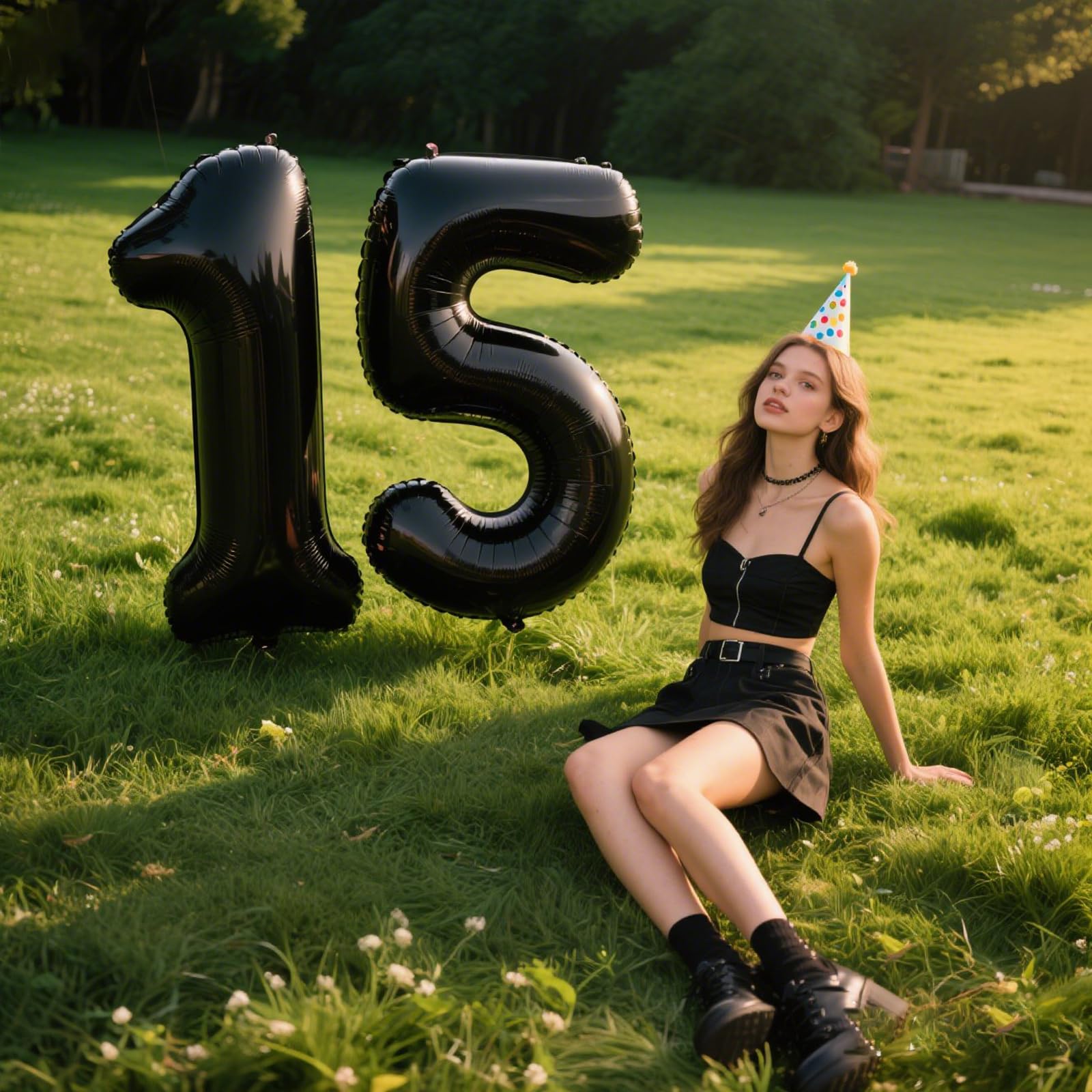 Kelfuoya 40 Inch Black Number 5 Foil Balloon - Giant Milestone Party Balloons