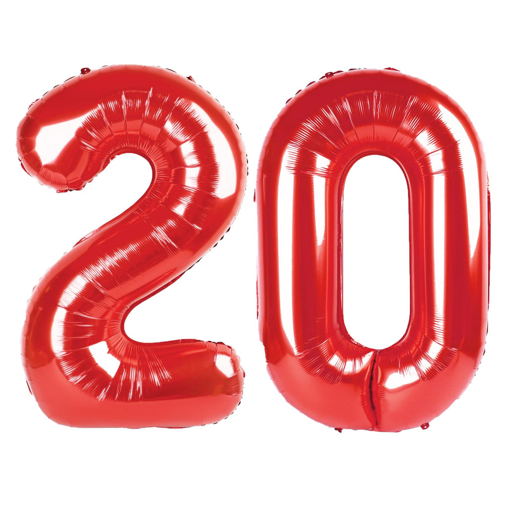 Kelfuoya 40-Inch Red Number 20 Balloon | Jumbo Mylar Foil Balloons for Birthday & Anniversary Party Decor