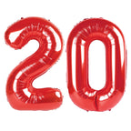 Kelfuoya 40-Inch Red Number 20 Balloon | Jumbo Mylar Foil Balloons for Birthday & Anniversary Party Decor