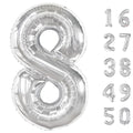 Kelfuoya 40 Inch Silver 8 Number Balloon – Jumbo Mylar Foil Balloons for Birthdays & Anniversaries