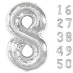 Kelfuoya 40 Inch Silver 8 Number Balloon – Jumbo Mylar Foil Balloons for Birthdays & Anniversaries