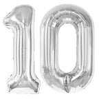 Kelfuoya 40 Inch Silver Number 10 Digital Balloon – Jumbo Mylar Foil Balloons for Birthday, Wedding, Anniversary