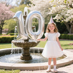 Kelfuoya 40 Inch Silver Number 10 Digital Balloon – Jumbo Mylar Foil Balloons for Birthday, Wedding, Anniversary