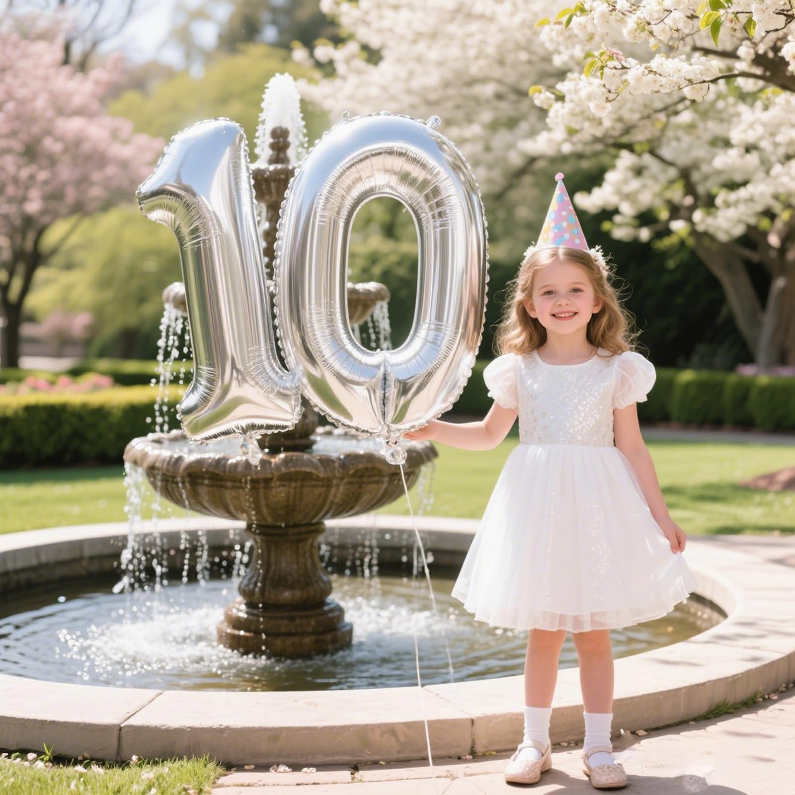 Kelfuoya 40 Inch Silver Number 10 Digital Balloon – Jumbo Mylar Foil Balloons for Birthday, Wedding, Anniversary