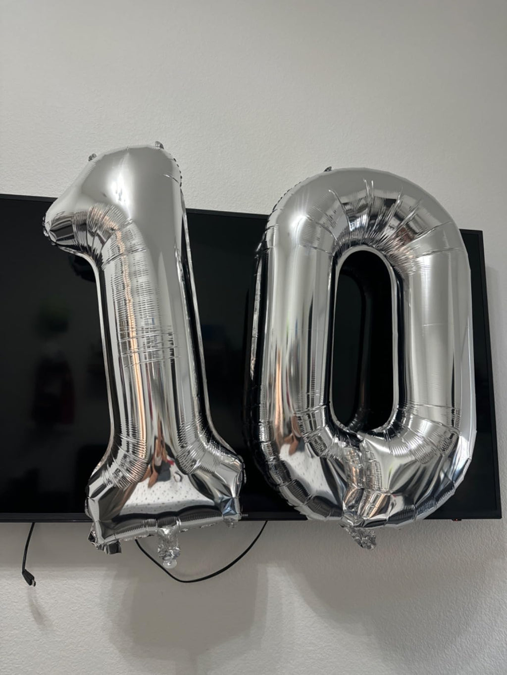 Kelfuoya 40 Inch Silver Number 10 Digital Balloon – Jumbo Mylar Foil Balloons for Birthday, Wedding, Anniversary