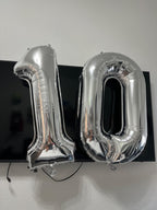 Kelfuoya 40 Inch Silver Number 10 Digital Balloon – Jumbo Mylar Foil Balloons for Birthday, Wedding, Anniversary