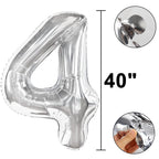 Kelfuoya 40-Inch Silver Number Balloons – Giant Mylar Foil Balloons (4 and 14) for 40th Birthday & Anniversary