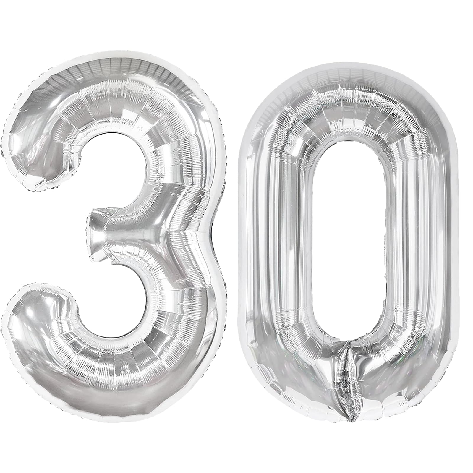 Kelfuoya 40-Inch Silver Number 30 Balloon – Jumbo Mylar Foil Helium Balloons for Birthday & Anniversary Parties