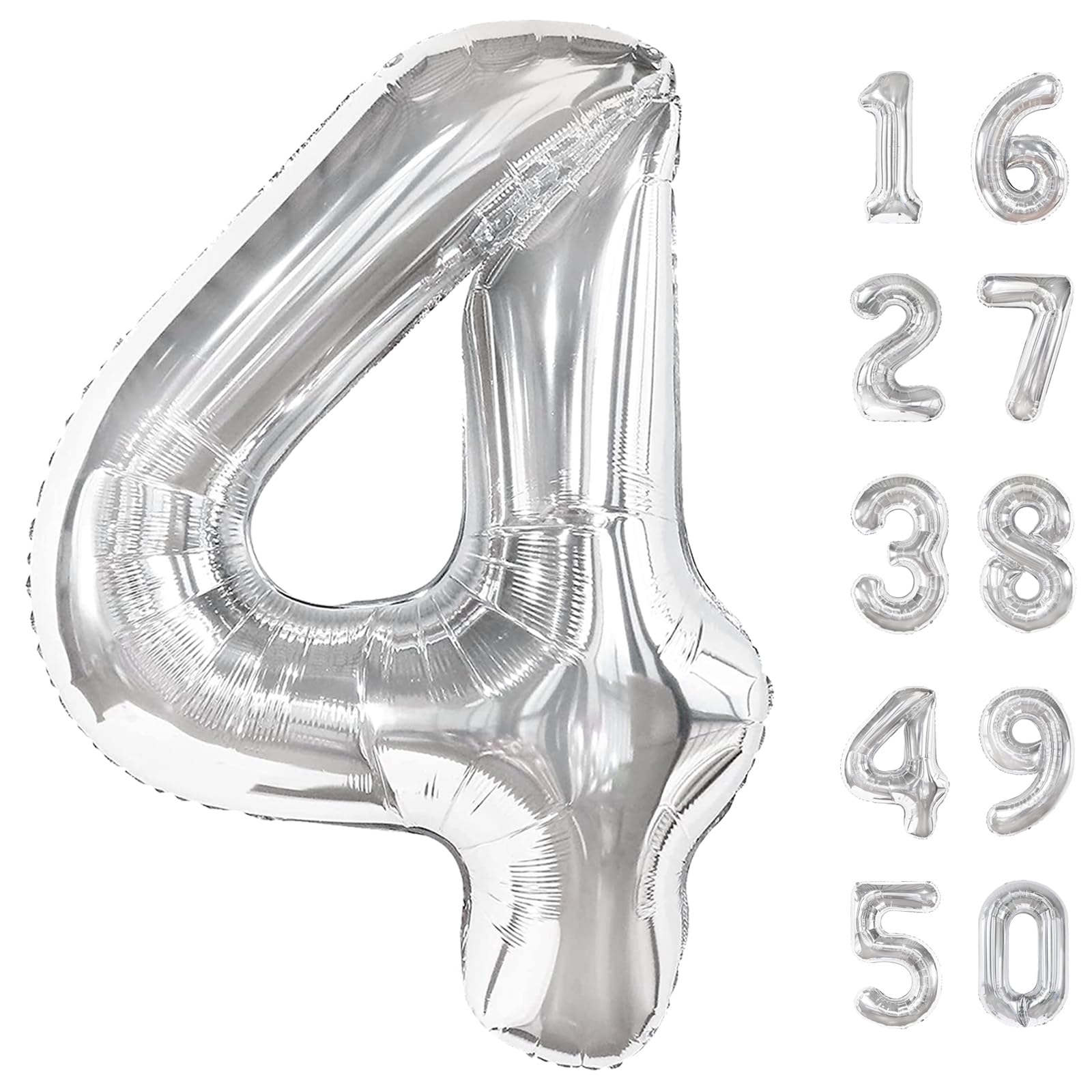 Kelfuoya 40-Inch Silver Number Balloons – Giant Mylar Foil Balloons (4 and 14) for 40th Birthday & Anniversary