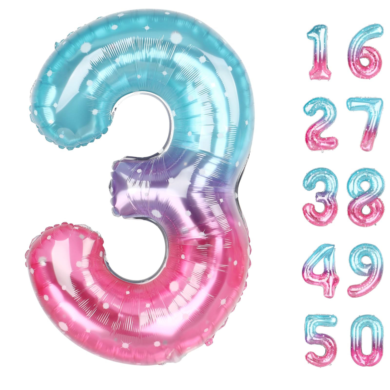Kelfuoya 40-Inch Starry Number 3 Balloon – Jumbo Mylar Foil Balloons for 13th Birthday & Anniversary Celebrations