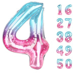 Kelfuoya 40-Inch Starry Number 4 Balloon - Giant Foil Numeric Balloons for 14th Birthday, 24th Birthday & Anniversary Party Decor