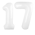 Kelfuoya 40-Inch White Number 17 Balloon – Jumbo Mylar Digital Balloons for Party Decor