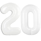 Kelfuoya 40-Inch White Number 20 Digital Balloon – Jumbo Mylar Foil Balloons for Birthday & Anniversary Decor