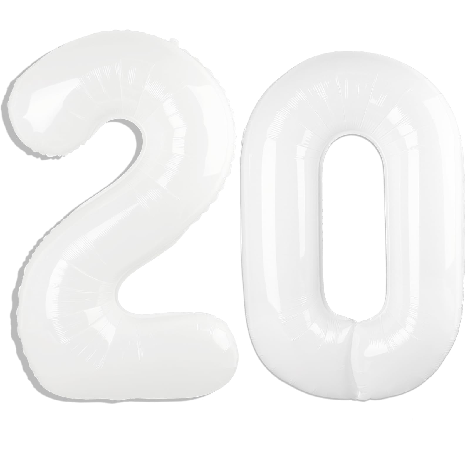 Kelfuoya 40-Inch White Number 20 Digital Balloon – Jumbo Mylar Foil Balloons for Birthday & Anniversary Decor