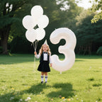 Kelfuoya 40-Inch White Giant Mylar Number Balloons – 3, 13, 23, 30, 33 Year Birthday Decorations