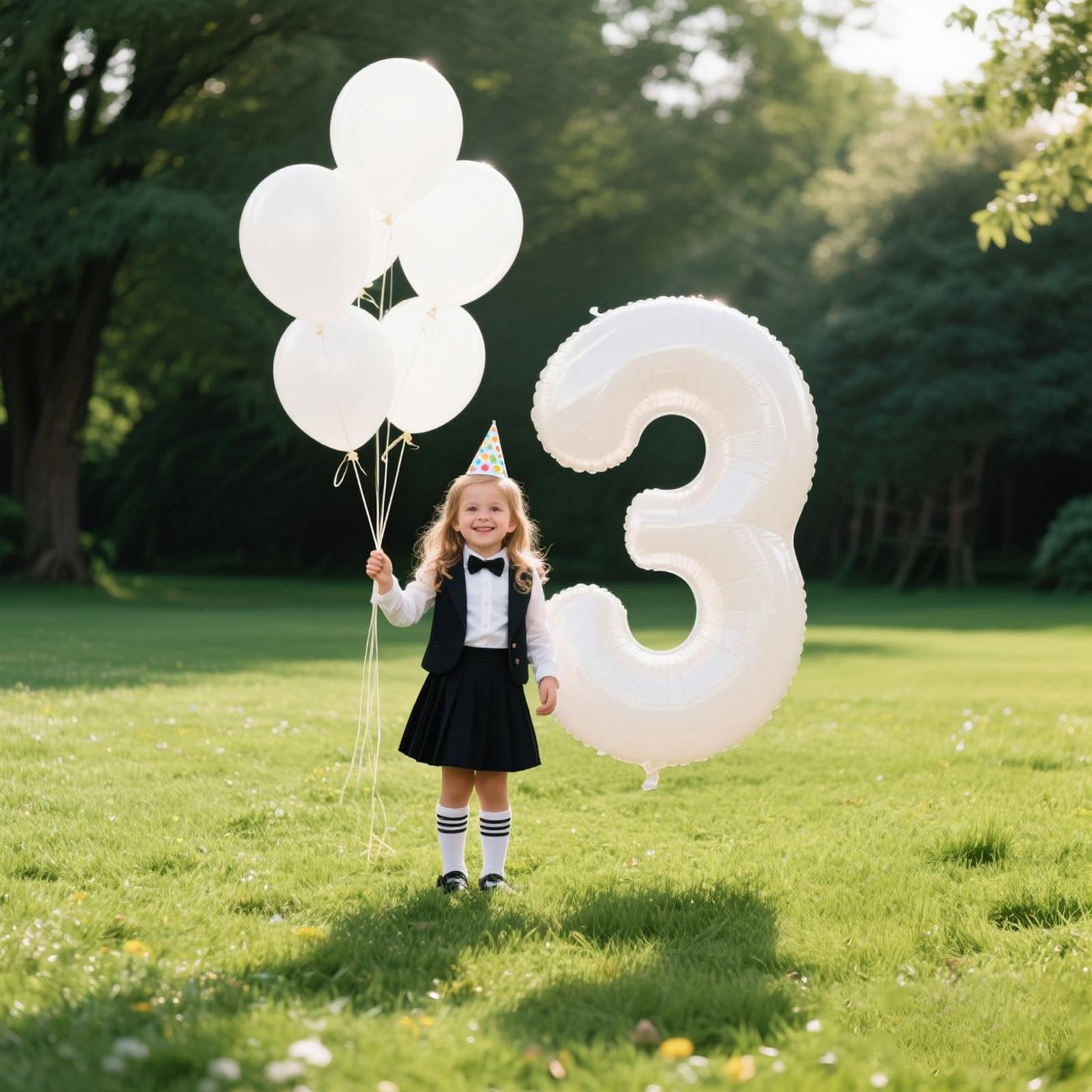 Kelfuoya 40-Inch White Giant Mylar Number Balloons – 3, 13, 23, 30, 33 Year Birthday Decorations