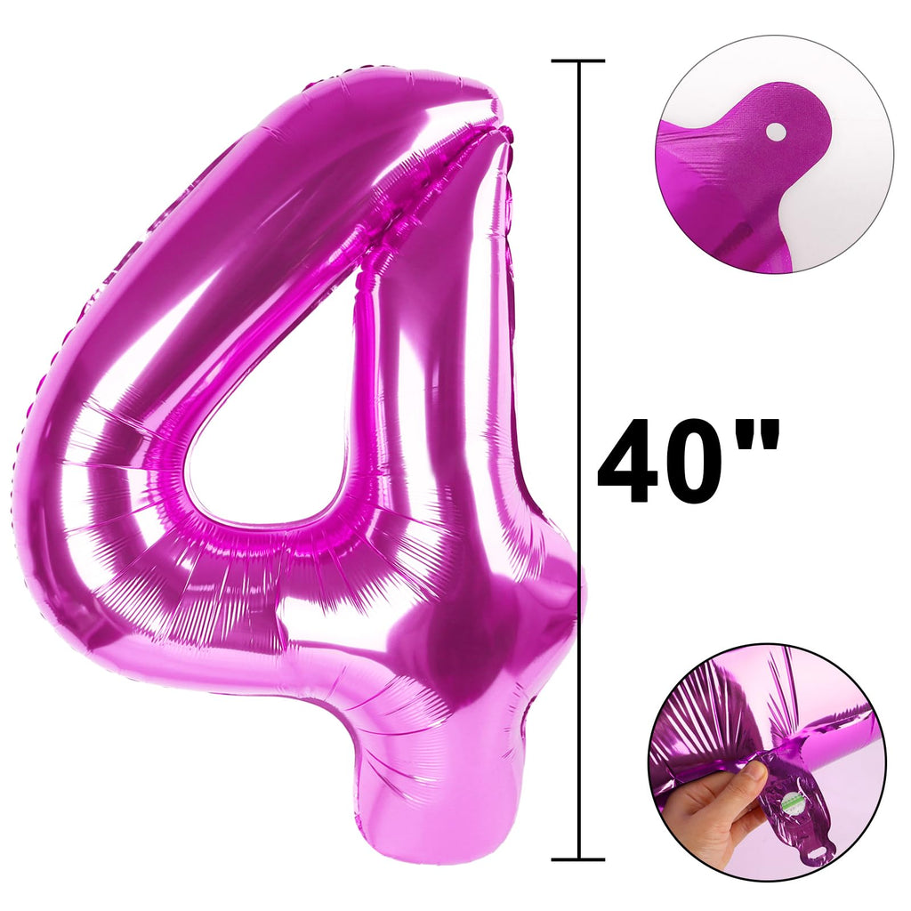 Kelfuoya 40-Inch Rose Purple 24 Balloon Numbers | Giant Foil Birthday & Anniversary Balloons