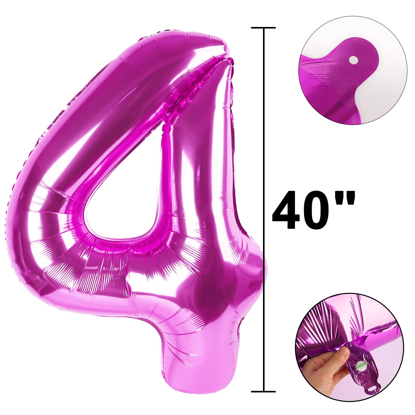 Kelfuoya 40-Inch Rose Purple 24 Balloon Numbers | Giant Foil Birthday & Anniversary Balloons