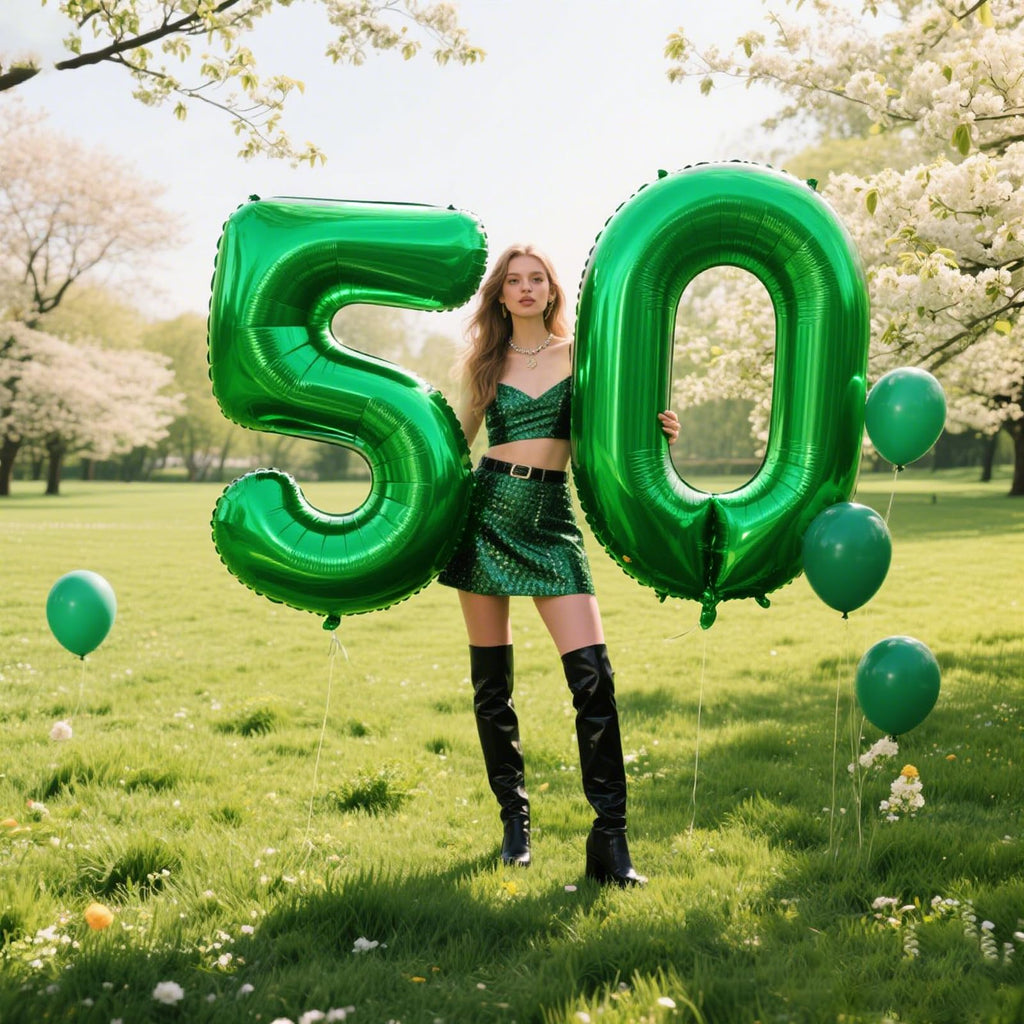 Kelfuoya 40 Inch Green Number 5 Foil Balloon | Giant 5 Balloons for Birthdays, Anniversaries, and Parties