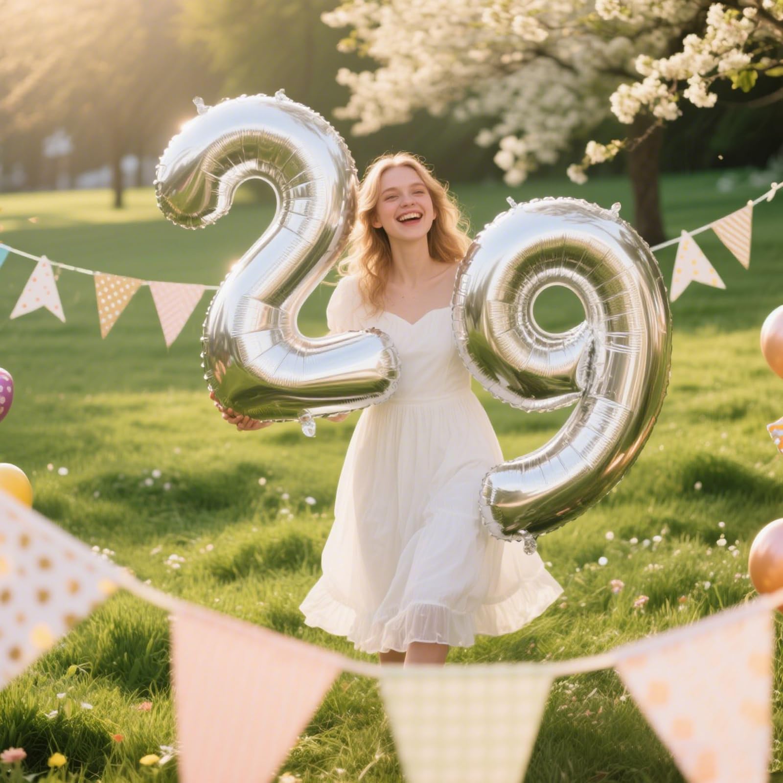 Kelfuoya 40-Inch Silver Number 29 Balloon | Jumbo Mylar Foil Balloons for Birthday, Anniversary & Wedding Decor