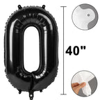 Kelfuoya 40-Inch Black Number 0 Foil Balloon – Large 0 Balloons for Birthday Party Decorations