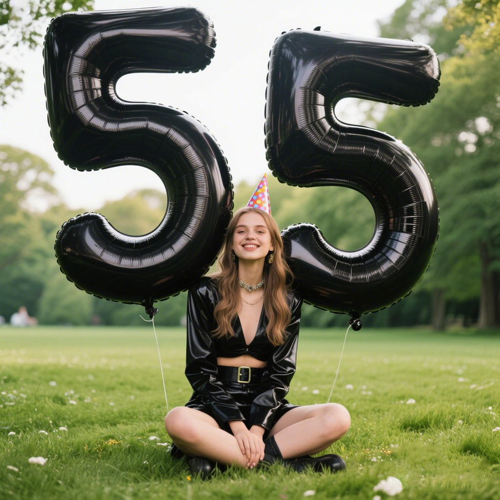 Kelfuoya 40 Inch Black Number 5 Foil Balloon - Giant Milestone Party Balloons
