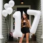 Kelfuoya 40-Inch White Number 17 Balloon – Jumbo Mylar Digital Balloons for Party Decor
