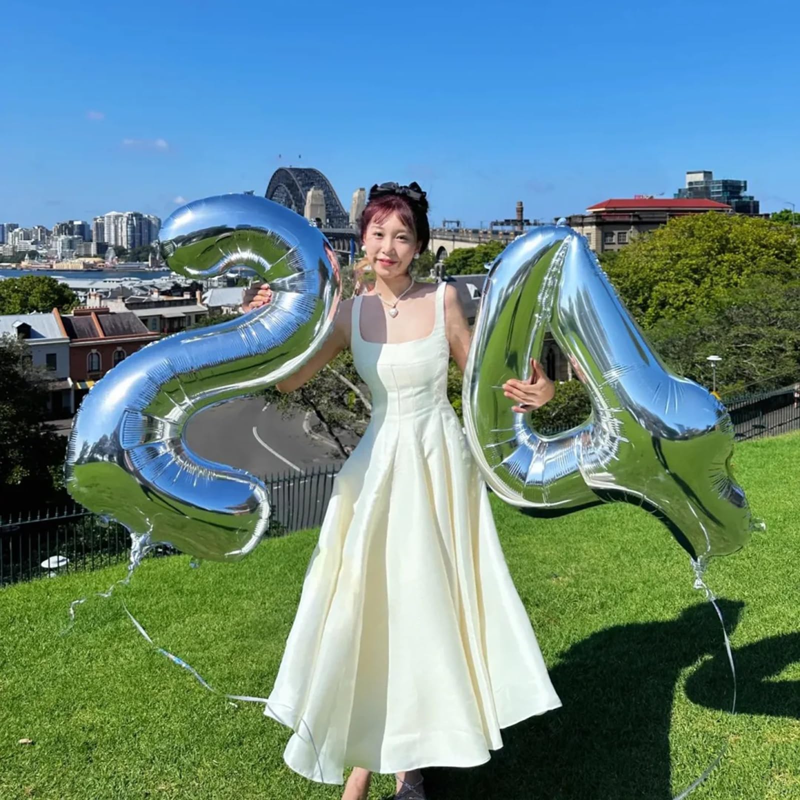 Kelfuoya 40-Inch Silver Number Balloons – Giant Mylar Foil Balloons (4 and 14) for 40th Birthday & Anniversary