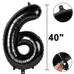 Kelfuoya 40-Inch Black Number 36 Balloon – Jumbo Mylar Foil Balloons for 36th Birthday & Anniversary