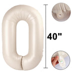 Kelfuoya 40-inch Milk White Number 0 Balloon - Cream Foil Balloons for Birthdays & Weddings