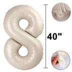Kelfuoya 40 Inch Milk White Foil Number 8 Balloons – Giant Birthday & Anniversary Decor