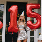 Kelfuoya Red Number 5 Balloons – 40-Inch Foil Balloons for 5th Birthday & Anniversary Celebrations
