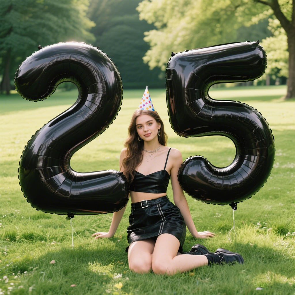 Kelfuoya 40 Inch Black Number 5 Foil Balloon - Giant Milestone Party Balloons