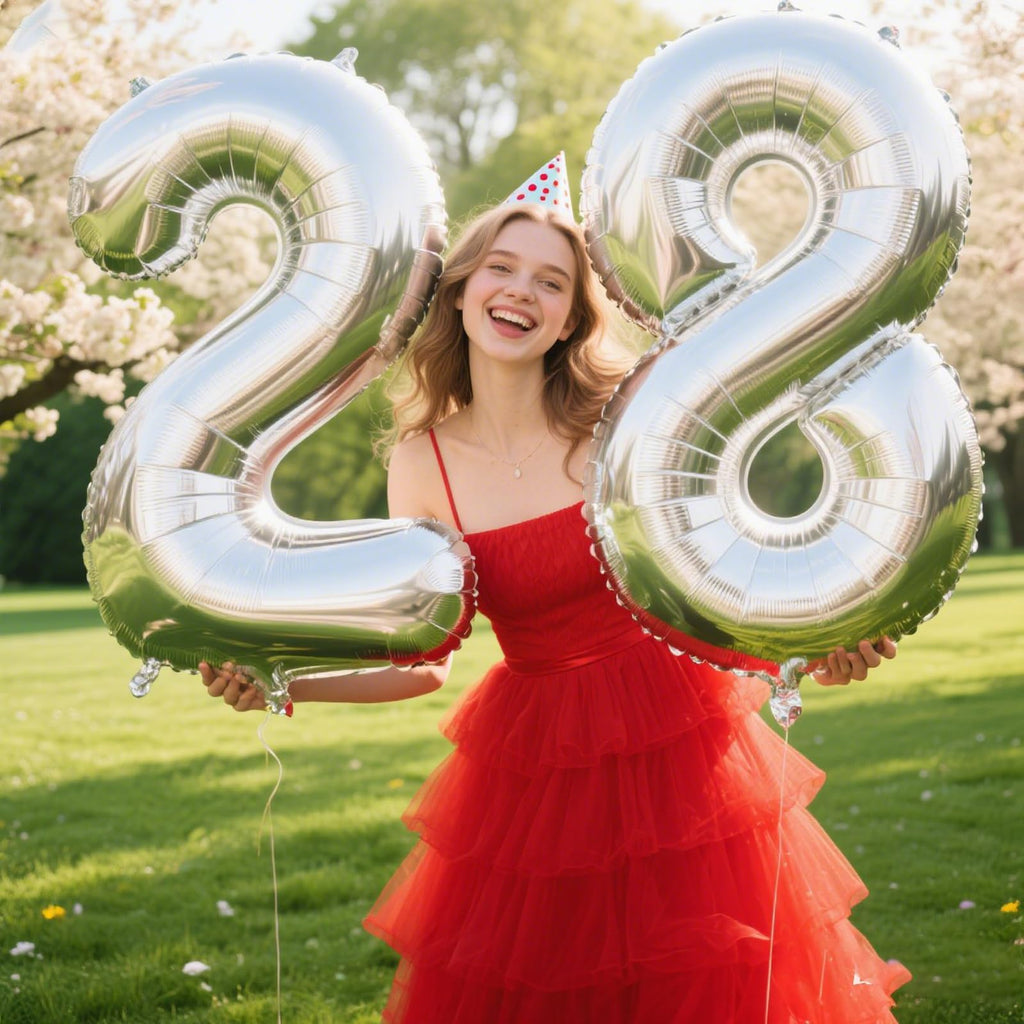 Kelfuoya 40 Inch Silver 8 Number Balloon – Jumbo Mylar Foil Balloons for Birthdays & Anniversaries