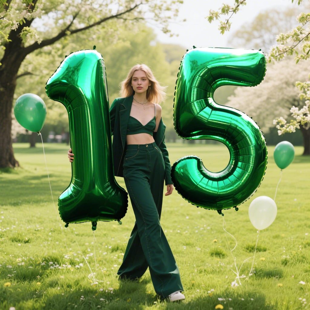 Kelfuoya 40 Inch Green Number 5 Foil Balloon | Giant 5 Balloons for Birthdays, Anniversaries, and Parties
