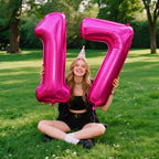 Kelfuoya Rose Red Number 7 Balloon - 40-Inch Jumbo Mylar Hot Pink Number Balloons for Birthday, Anniversary & Party Decor