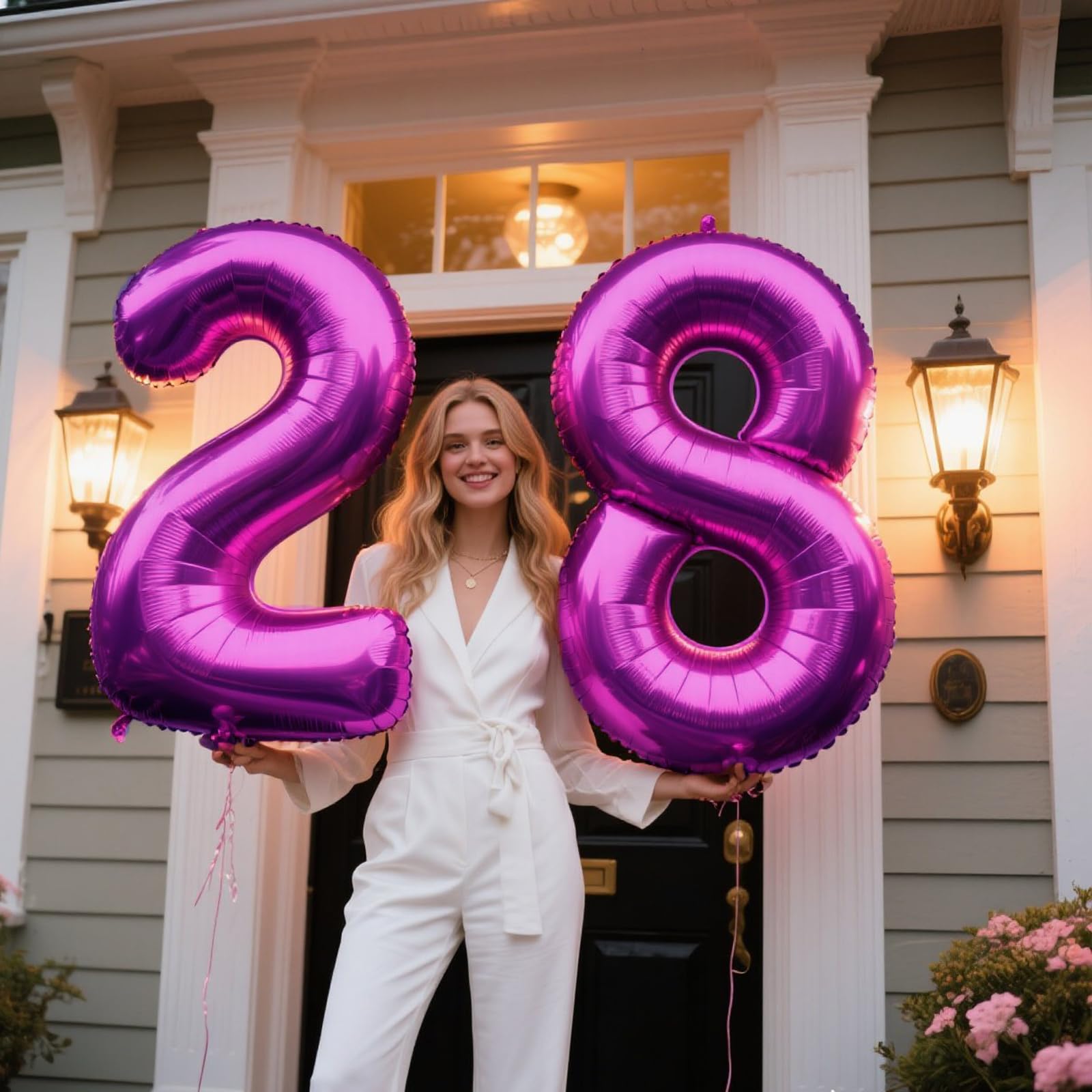 Kelfuoya 40 Inch Rose Purple 28 Balloon Numbers – Giant Foil Balloons for Birthday & Anniversary