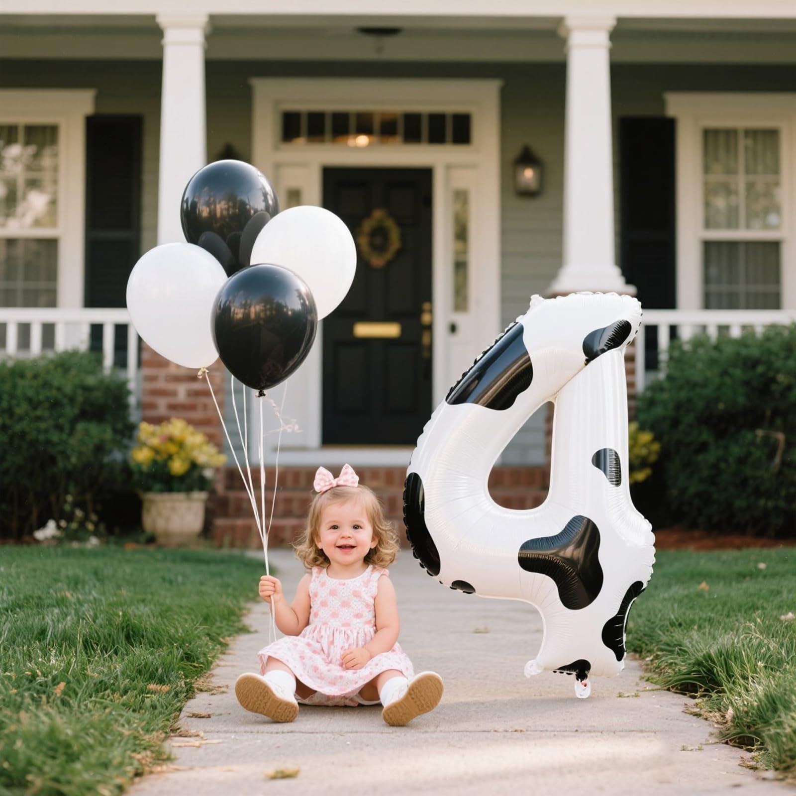 Kelfuoya 40 Inch Cow Print Foil Number 4 Balloon – Giant 4 Balloons for 14th Birthday and Anniversary Celebrations