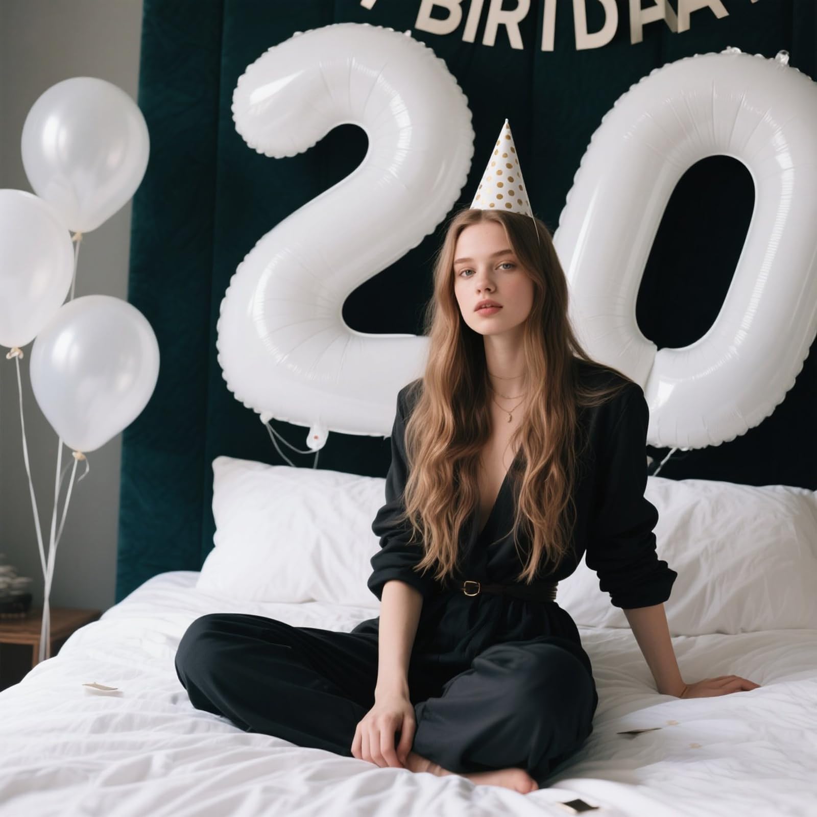 Kelfuoya 40-Inch White Number 20 Digital Balloon – Jumbo Mylar Foil Balloons for Birthday & Anniversary Decor