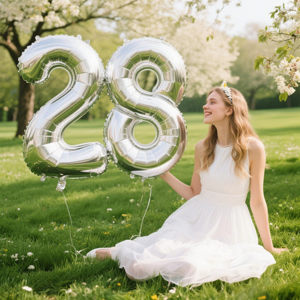 Kelfuoya 40 Inch Silver 8 Number Balloon – Jumbo Mylar Foil Balloons for Birthdays & Anniversaries