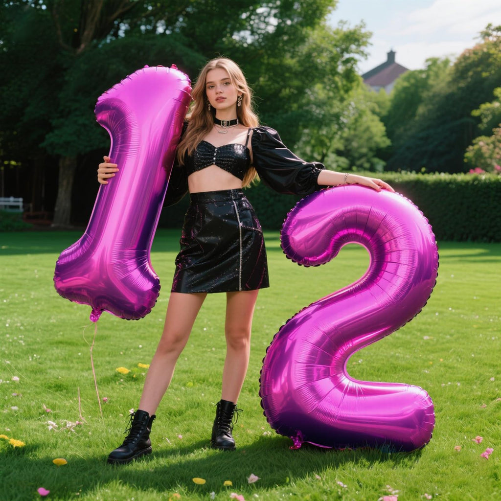 Kelfuoya 40-Inch Rose Purple 12 Balloon – Giant Foil Number Balloons for Birthday & Anniversary