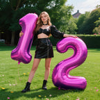 Kelfuoya 40-Inch Rose Purple 12 Balloon – Giant Foil Number Balloons for Birthday & Anniversary