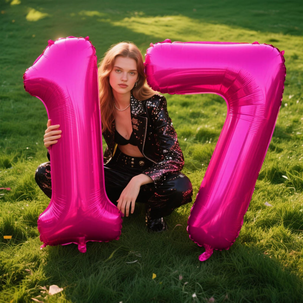 Kelfuoya Hot Pink 40-Inch Number 1 Balloon – Rose Red Jumbo Mylar Balloons for 1st Birthday & Celebrations
