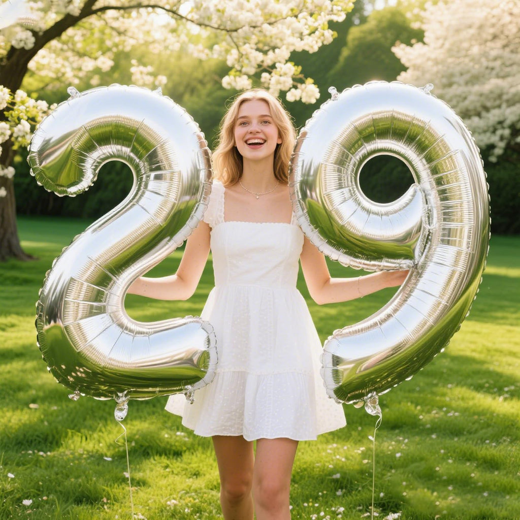 Kelfuoya 40-Inch Silver Number 29 Balloon | Jumbo Mylar Foil Balloons for Birthday, Anniversary & Wedding Decor